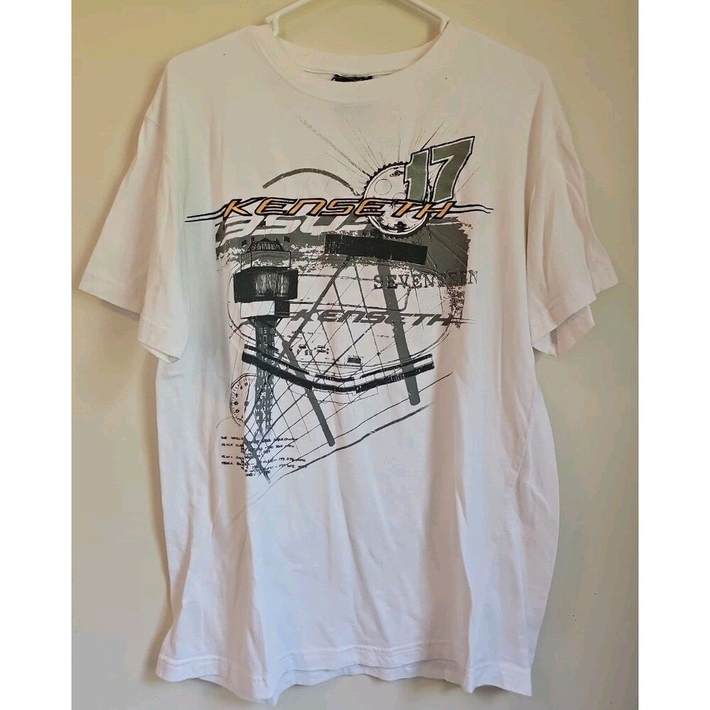 Vintage MATT KENSETH tshirt Size L NASCAR white Crown Royal On Back Roush Fenway